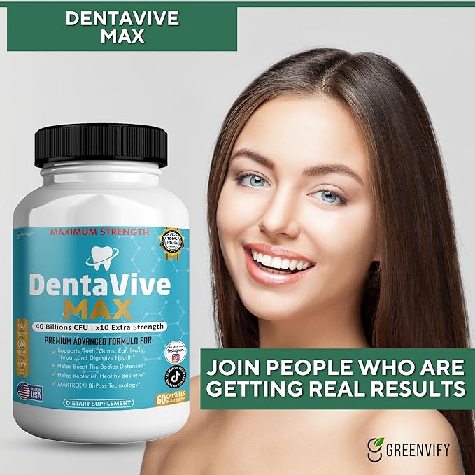 DentaVive Max Probiotic Supplement, 40 Billion CFU, 60 Capsules, Premium Oral Health Support for Teeth, Gums, Digestive Health (2)