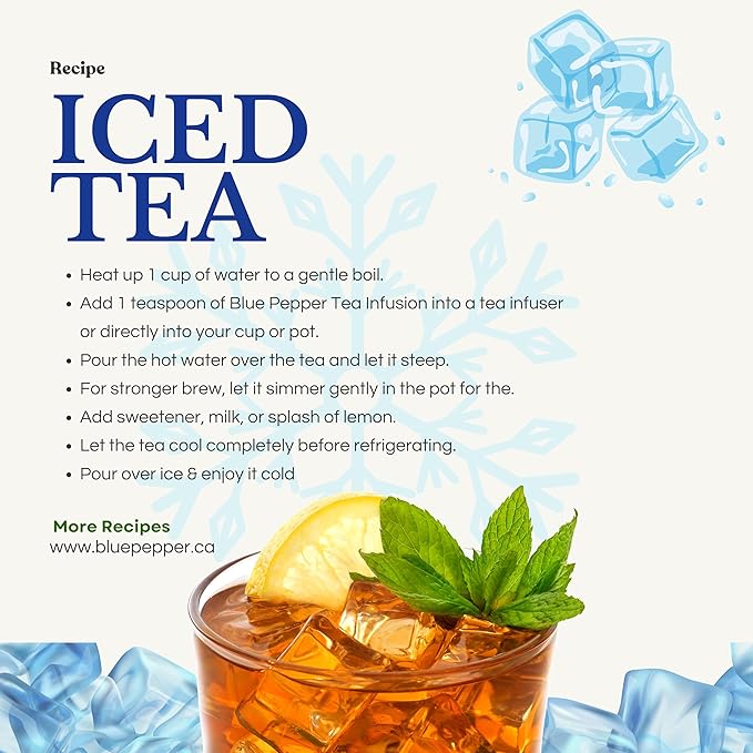 Blue Pepper Peppy Pepper Tea Infusion Blend 60g - Natural Caffeine-Free Herbal Tea Blend in Resealable Pouch | Bold and Spicy Flavor | Product of India