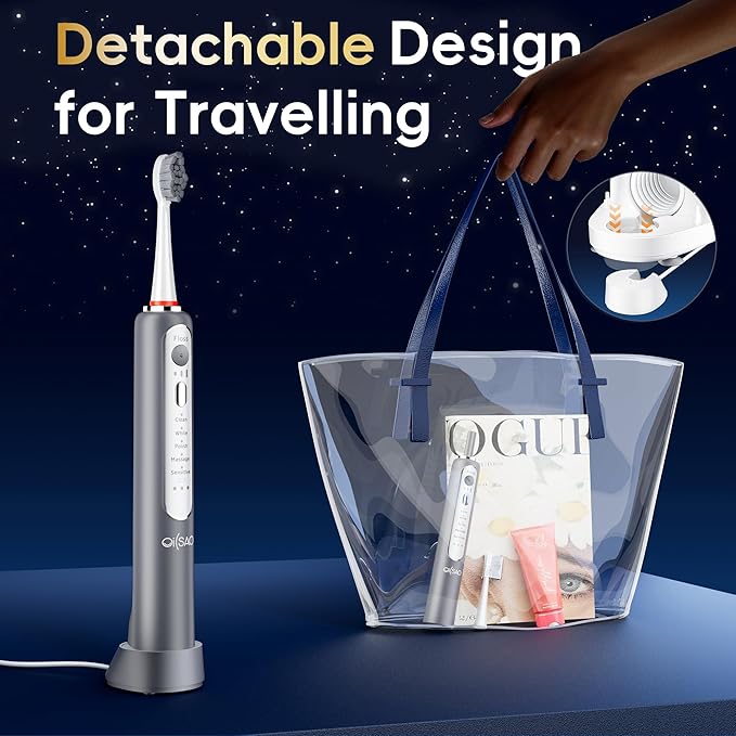 Electric Toothbrush with Water Flosser, Advanced 2.0 Flossing Toothbrush Combo in One with 5 Brush Modes & 3 Floss Speeds,500 ML Cordless,for Adults,Teeth, Gums, Braces, Dental Care,Gray