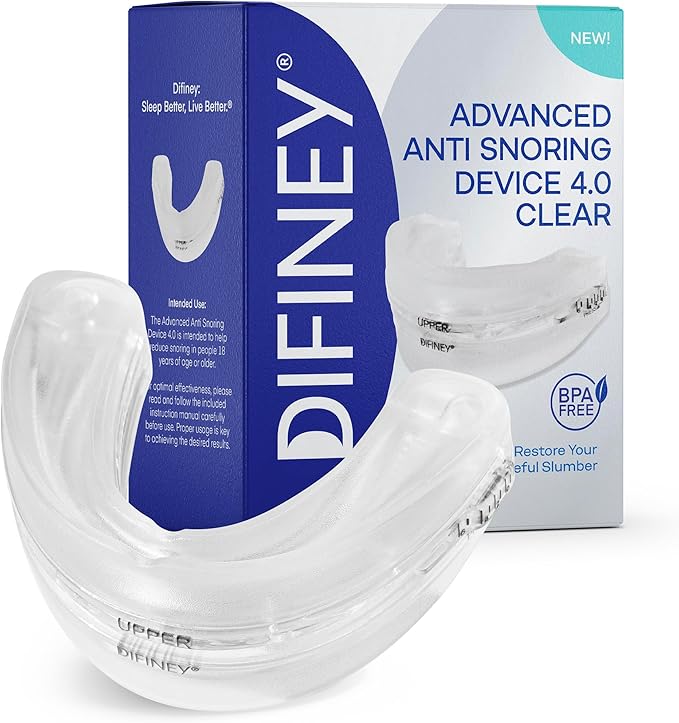 Advanced Anti Snoring Device 4.0 Clear: Adjustable Custom-Fit Anti Snoring Mouthpiece Mouth Guard for Men and Women - Effective Comfortable Anti Snore Solution