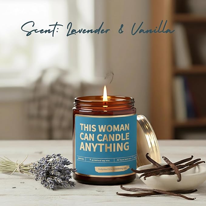 Scented Candle for Women Empowerment | 100% Soy Wax, Lavender Vanilla | Birthday Gifts for Women, Best Friends, Sister, Mom, Coworker | Strong Woman Present for New Job Promotion, Good Luck, Christmas