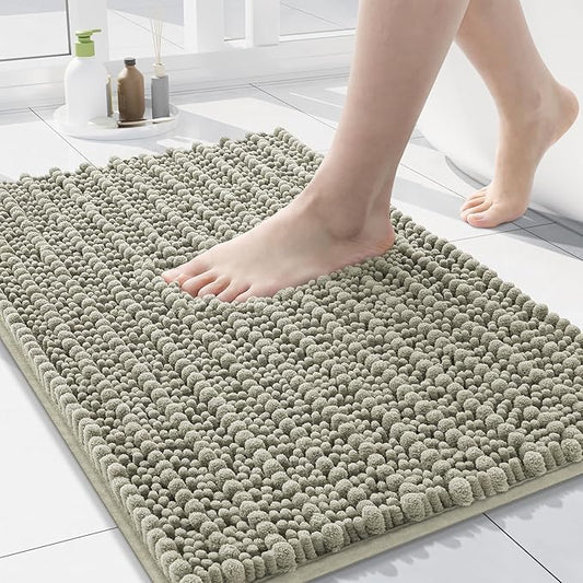 Arotive Luxury Chenille Bathroom Rug Mat, Extra Soft Thick Absorbent Shaggy Bath Rugs, Non-Slip Machine Wash Dry, Plush Bath Mats for Bathroom, Shower and Tub, 24x16, Warm Taupe