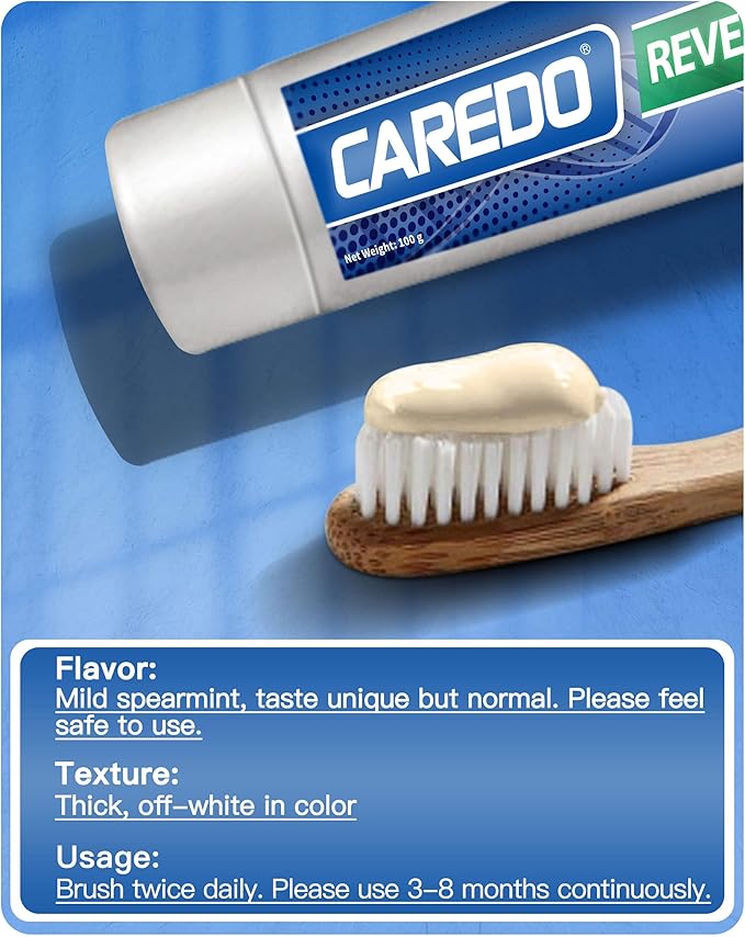 Upgraded Taste - CAREDO Cavity Reversal Hydroxyapatite Toothpaste for Adults, Cavity Tooth Filler as Remineralizing Home Cavity Repair, Fluoride Free Reverse Cavities for Tooth Decay Repair, 2-Pack