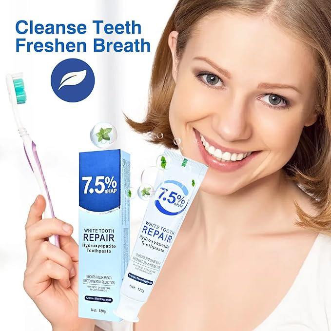 Set 3-Pack Hydroxyapatite Toothpastes for Enamel Protection and Tooth Strengthening，Fresh Breath，Formula mild Mint， Daily Use for Oral Health.（ 4.23oz） (3)