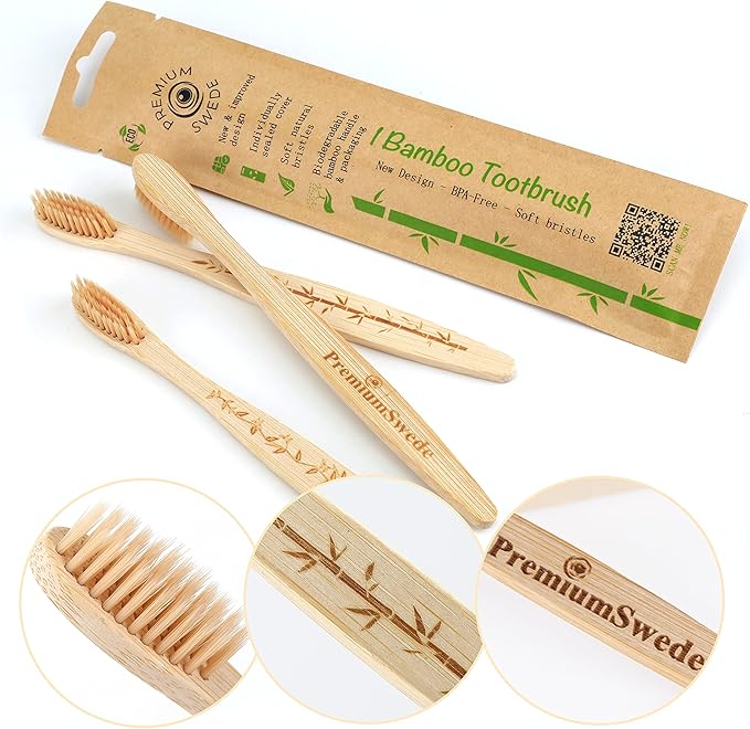 Bamboo Toothbrushes Soft Bristles Adult - 8 Pack Eco-Friendly Bamboo Toothbrushes Individually Wrapped - Sealed Soft Bristle Toothbrush - Biodegradable Natural Wooden Toothbrush