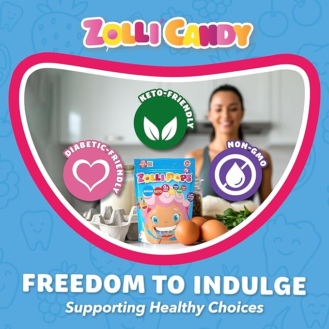 Zollipops Valentines Angel Clean Teeth Pops Sugar Free Candy with Xylitol, Dye-Free Lollipops - Keto & Diabetic-Friendly, Dentist-Approved Treats for Kids (Natural Fruit Flavors, 5.2 oz)