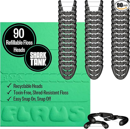 FLAUS Electric Flosser Refills (Shark Tank) 90ct Dental Floss Heads w/Extra Strong Woven Floss - No Break, Ultra Durable Refillable Floss Picks, Easy Glide Flossing Dentist Recommended Tooth Flossers