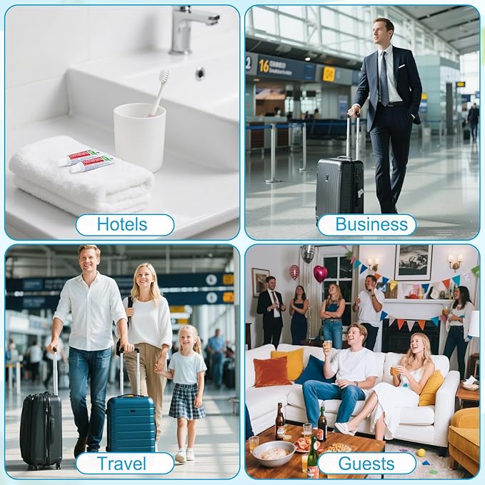 60 Tubes Travel Size Toothpaste in Bulk, Disposable Mini Mint Compact Small Pocket Size Essential Toothpaste for Vacation Hotel Shelter Homeless Nursing Home Charity Camping Single Use 0.17 oz/ 5g