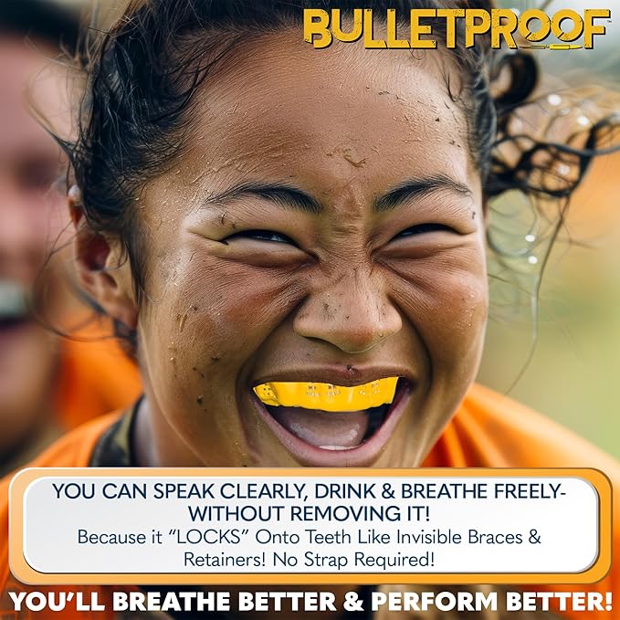 Braces Mouthguard, Bulletproof: World’s Thinnest & Strongest Sports Mouth Guard for Braces! Wrestling Football Basketball Hockey Rugby Lacrosse BJJ MMA Boxing Mouthpiece. Adult Youth Kids Mouth Piece