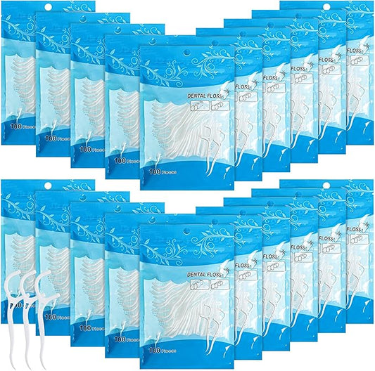 Maxcheck 2000 Count Floss Picks Bulk Natural Dental Floss Picks Toothpicks Sticks High Pull Tooth Flosser Sustainable for Teeth