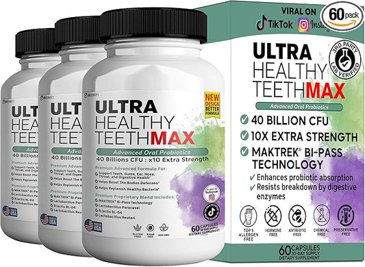 Ultra Healthy Teeth Max Probiotic Supplement, 40 Billion CFU, 60 Capsules, Advanced Oral Health Formula (3)