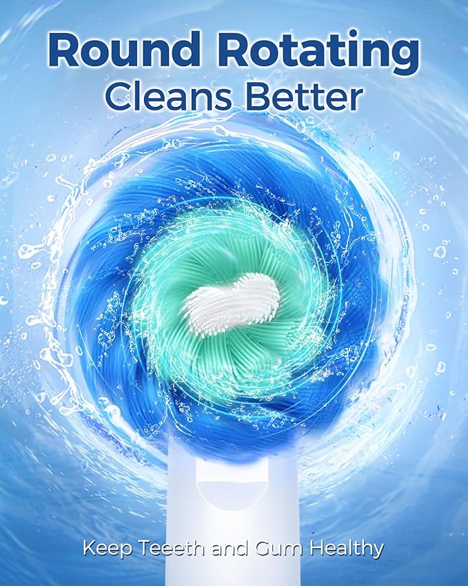 TEETHEORY Rotating Electric Toothbrush for Adults with 8 Brush Heads, Deep Clean Rechargeable Electric Toothbrush with 4 Modes and 2 Min Smart Timer, Last 30 Days and IPX7 Waterproof Blue