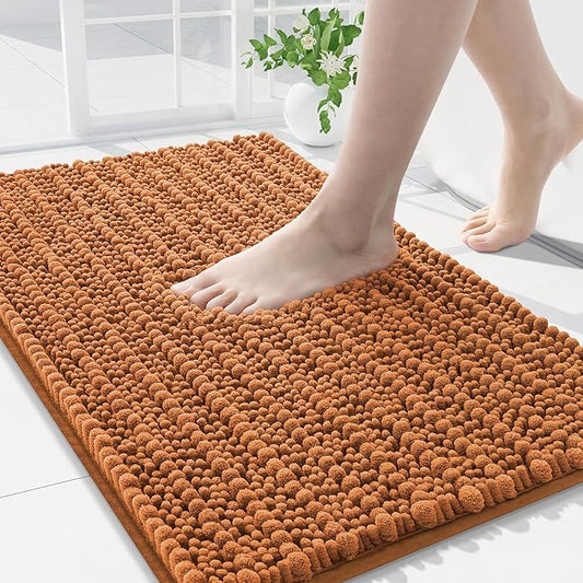 Arotive Luxury Chenille Bathroom Rug Mat, Extra Soft Thick Absorbent Shaggy Bath Rugs, Non-Slip Machine Wash Dry, Plush Bath Mats for Bathroom, Shower and Tub, 36x24, Clay