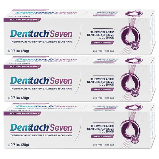 Denttach Denture Adhesive, Thermoplastic Denture Adhesive, Cushion and Reliner, Comfortable, Secure Denture Grip for Up to 7 Days, Non Glue, Zinc Free, Long Holding Denture Reliner (Pack of 3)
