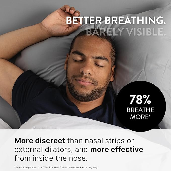 Mute Nasal Dilator Snoring Solution | Starter Pack | Snore Less & Sleep Better | Nasal Strip Alternative | Comfortable Breathing Aids for Better Sleep & Improved Airflow