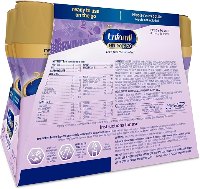 Enfamil NeuroPro Gentlease Baby Formula, Brain and Immune Support with DHA, Clinically Proven to Reduce Fussiness, Crying, Gas & Spit-Up in 24 Hours, 8 Fl Oz Bottles (6 count) (Pack of 4)
