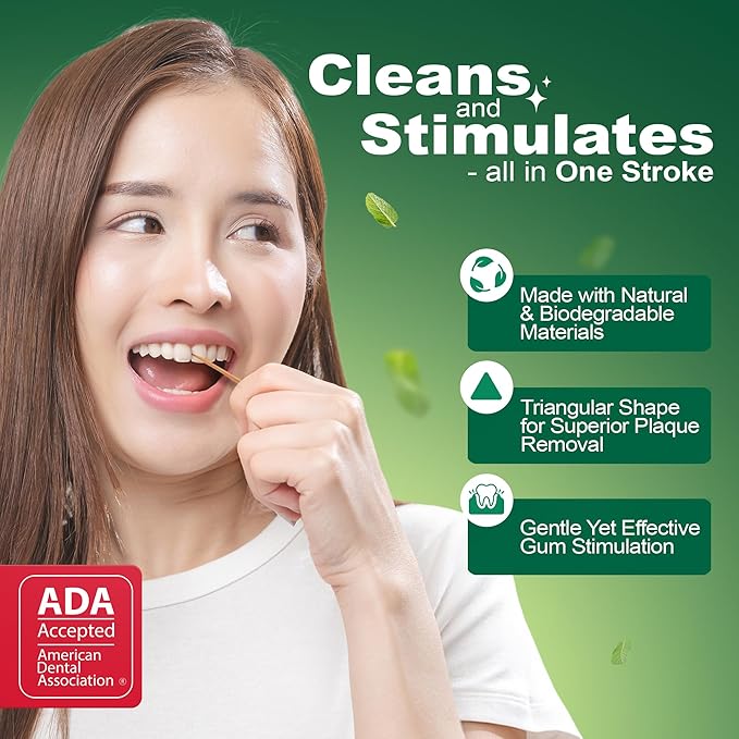 The Natural Dentist Stim-U-Dent Mint Dental Picks, Wooden Toothpicks for Food & Plaque Removal, Refreshing Mint Flavor, Travel-Friendly, 48 Packs of 25 Picks/Pack (600 Picks)