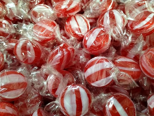 Striped Cinnamon Discs - 2 lbs of Fresh Delicious Individually Wrapped Red and White Hard Candy Buttons