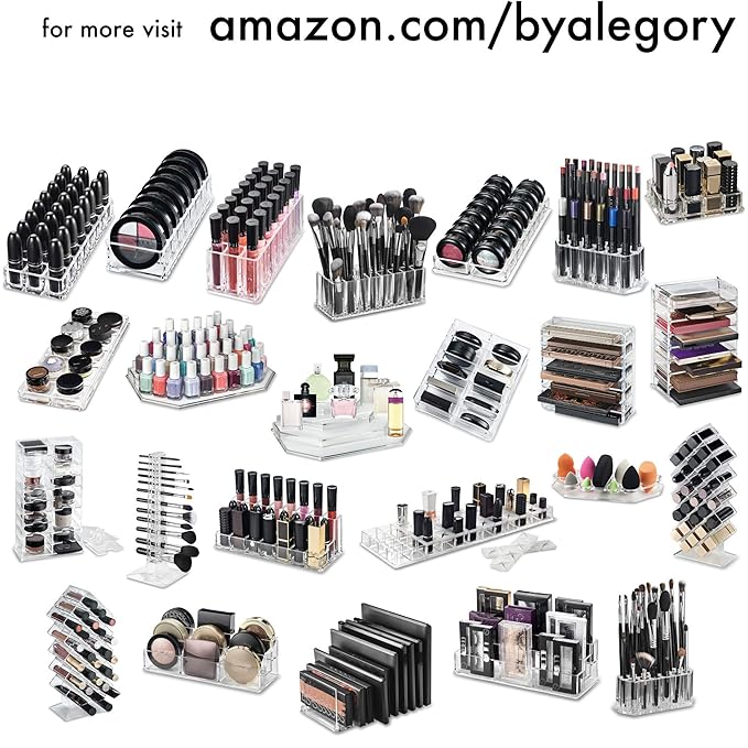 byAlegory Acrylic Makeup Beauty Blending Sponge Organizer Drying Tray Stand | 9 Space Storage Container Fits All Brands of Foundation Blending Sponges - Clear