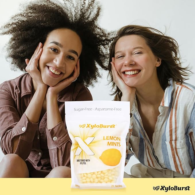 XyloBurst - Xylitol Mints | Sugar Free Breath Freshener for Oral Health | Gluten Free, Vegan, Keto Friendly | Aspartame Free | Lemon | 275 Count