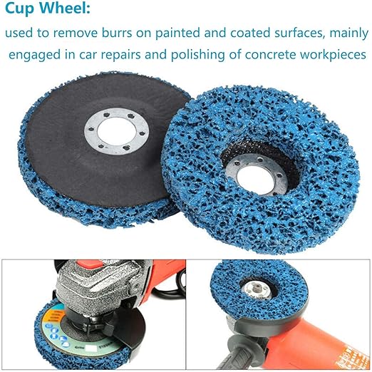 SIGNI 4" x 16mm Poly Strip Discs Stripping Wheel for Angle Grinder -Remove Paint, Rust and Clean Welds Oxidation (5 Pack-Blue)