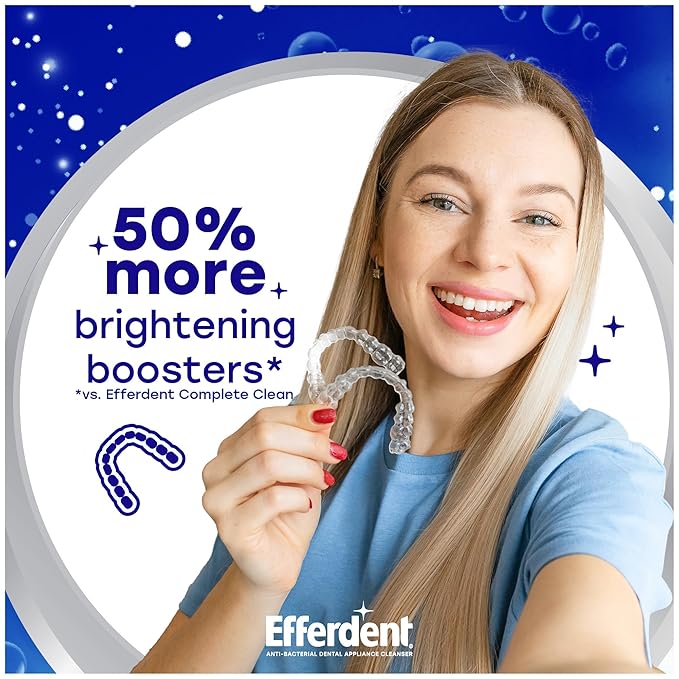 Efferdent Denture Cleaner Tablets – Deep Clean Brightening for Dental Appliances, Aligners, Mouth Guard, and Retainer Cleaner Tablets, Complete Clean, 126 Count