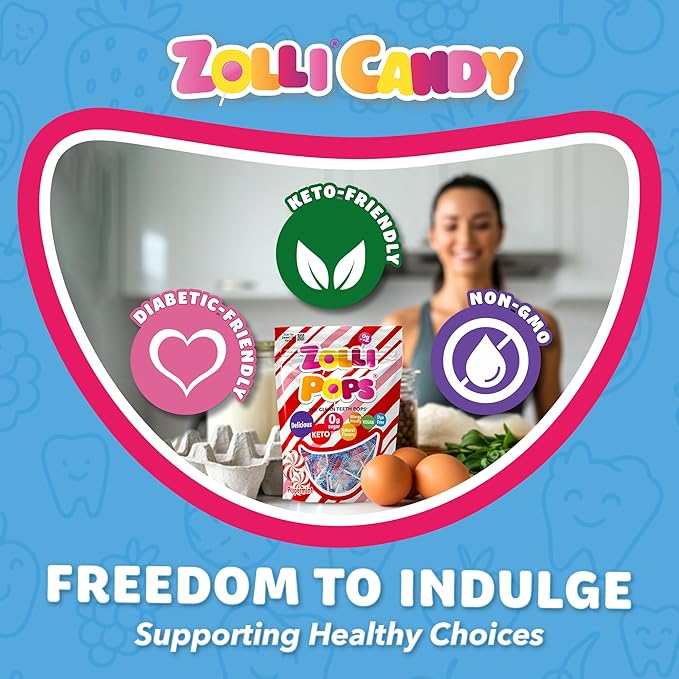 Zollipops Clean Teeth Pops Sugar Free Candy with Xylitol, Dye-Free Lollipops - Keto & Diabetic-Friendly, Dentist-Approved Treats for Kids (Peppermint 5.2 oz)