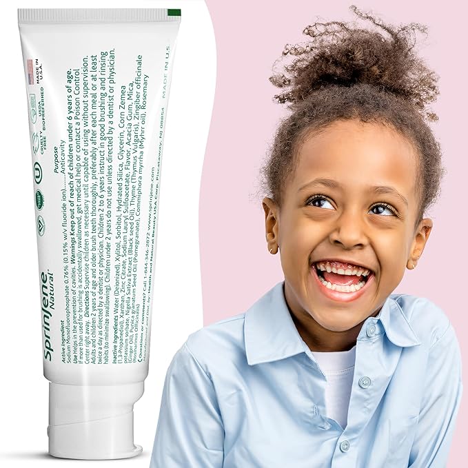 SprinJene Natural Children’s Toothpaste – Fluoride Bubblegum Toothpaste for Kids & Toddlers – Safe Gentle Formula for Cavity Protection – Made in The USA with Black Seed Oil & Zinc (1 Pack)