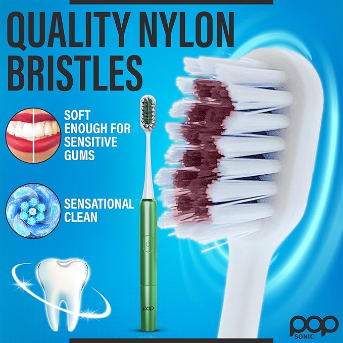 Go Plus Sonic Toothbrushes for Adults w/Electric Toothbrush Case - Electric Toothbrush for Adults & Kids - Sonic Toothbrush w/ 2 Speeds - 18000-24000 Vibrations Per Minute (Emerald Green)