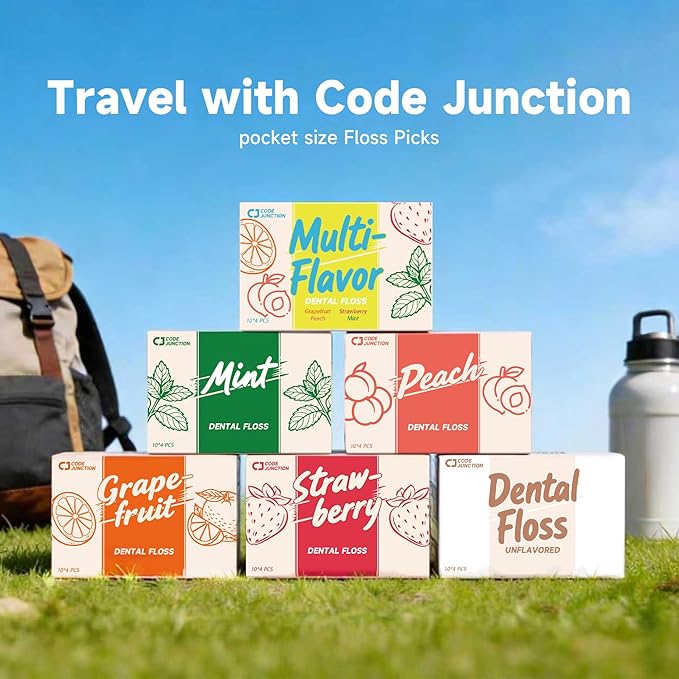 Travel Floss Picks, Fresh Mint Flavor, Dental Floss for Adults, 120 Count (3 Boxes of 4 Travel Packs)