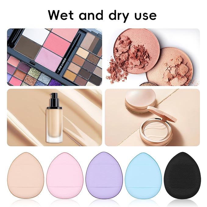 ‌30 Pcs Mini Powder Puffs & mini makeup sponge Set - setting powder puff, Dual-Use (Dry/Wet) for Foundation, Concealer & Eyeshadow - Soft, powder puffs &makeup puff Makeup Sponges with Storage Box