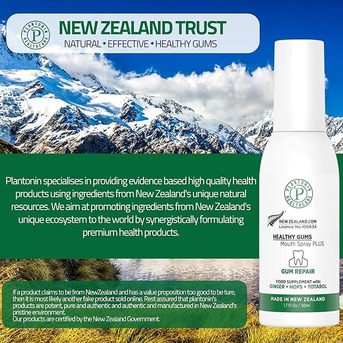 Oral Rinse Spray for Gum Disease and Gingivitis Treatment for Adults - 50ml 142 Servings - Alcohol Free Natural Alternate of Toothpaste with Ginger and Totarol - Bleeding Gums Treatment
