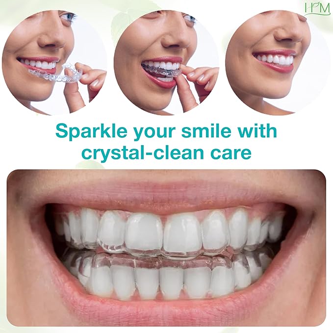 Happy Moms HM Cleaning Crystals for Aligners, Retainers & Dentures – Natural Mint Flavor | Eliminates Odor & Freshens | Sulfate-Free, Non-Abrasive Daily Appliance Cleaner – 60 Cleanings (300g)