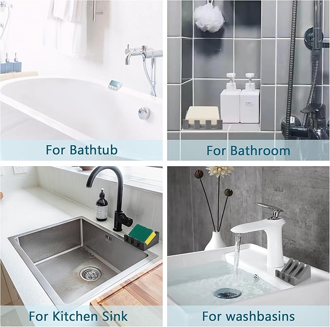 Self Draining Soap Dish,Silicone Suction Cup Soap Holder, Bathroom Soap Dish for Bar Soap,Can Extend Soap Life,Bathroom, Bath Tub, Kitchen Sink (1, Cream White)