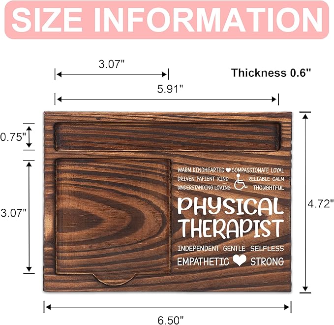 Physical Therapist Appreciation Gifts, Thank You Gift for Physical Therapist, PT Office Coworkers Staff Appreciation Gifts, Sticky Note Holder Wooden Notepad & Pen Holder 6.5" x 4.7" - FTA269