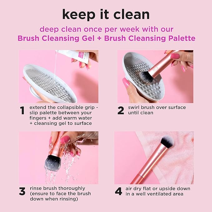 Real Techniques Makeupsaver Sponge + Brush Trio, Makeup Blending Sponge & Brushes For Liquid & Cream Foundation, Natural Finish & Reduces Makeup Waste, Cruelty & Latex-Free, 3 Piece Set