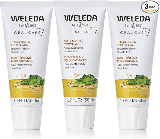 Weleda Oral Care Children's Tooth Gel, 1.7 Fluid Ounce (Pack of 3), Fluoride Free, Spearmint Flavor, Plant Rich Toothpaste with Calendula, Silica and Fennel