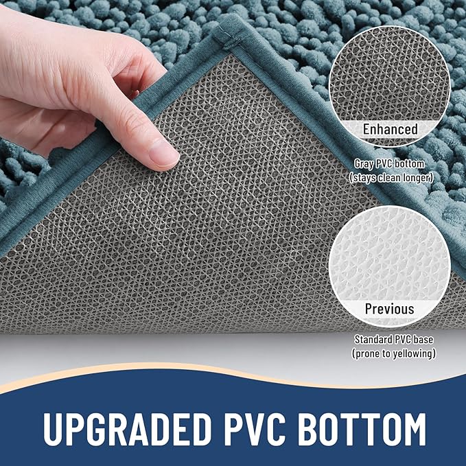 Arotive Luxury Chenille Bathroom Rug Mat, Extra Soft Thick Absorbent Shaggy Bath Rugs, Non-Slip Machine Wash Dry, Plush Bath Mats for Bathroom, Shower and Tub, 24x16, Smoky Gray
