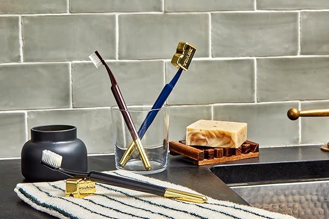 TRASK The Better Brush - Luxury Soft Bristle Dentist Designed Manual Toothbrush for Adults, Coffee Bean