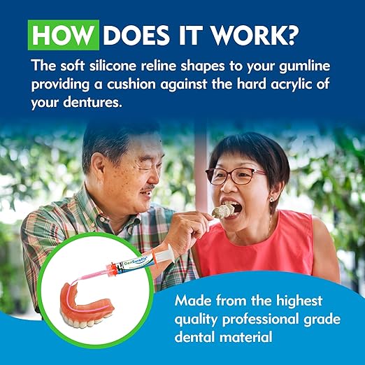 DenSureFit Lower Denture Reline Kit, Soft Silicone Denture Reliner Repair and Care Combo Kit with Extra Comfort Liner, Refit and Tighten for a Secure, Comfortable Fit
