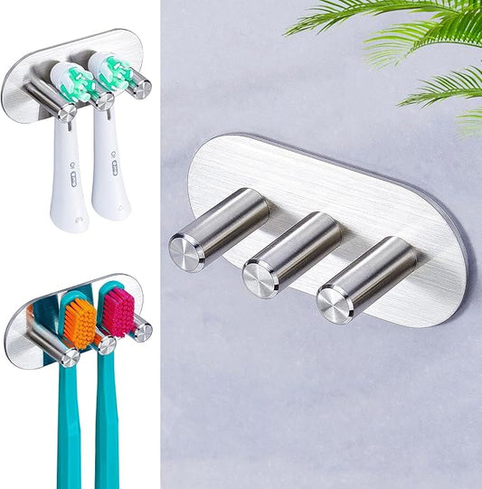 Electric Toothbrush Head Holder for Bathroom Shower, Toothbrush Holders Wall Mounted, Tooth Brushing Holder, Self Adhesive Toothbrush Storage Organizer Toothbrush & Razor Holder (Small)
