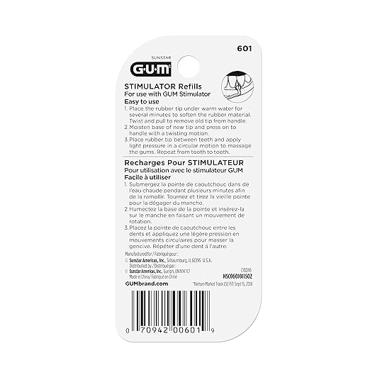 GUM - 601RQA Stimulator Rubber Tip Refills, 3 Count (Pack of 2)
