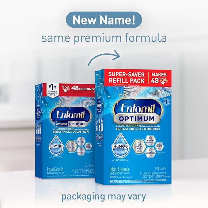 Enfamil Optimum (Enspire), Our Closest Formula to Breast Milk, Immune-Supporting Lactoferrin and Brain-Supporting DHA Baby Formula, Powder 30 Oz Refill (Pack of 2)