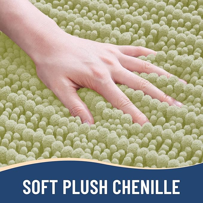 Arotive Luxury Chenille Bathroom Rug Mat, Extra Soft Thick Absorbent Shaggy Bath Rugs, Non-Slip Machine Wash Dry, Plush Bath Mats for Bathroom, Shower and Tub, 30x20, Vanilla