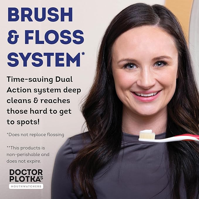 MOUTHWATCHERS Soft Flossing Toothbrushes, Family Pack, 2 Adult & 2 Kids, Ultra Clean Manual Toothbrush Set for Sensitive Teeth & Gums, by Dr. Plotka, Assorted Colors