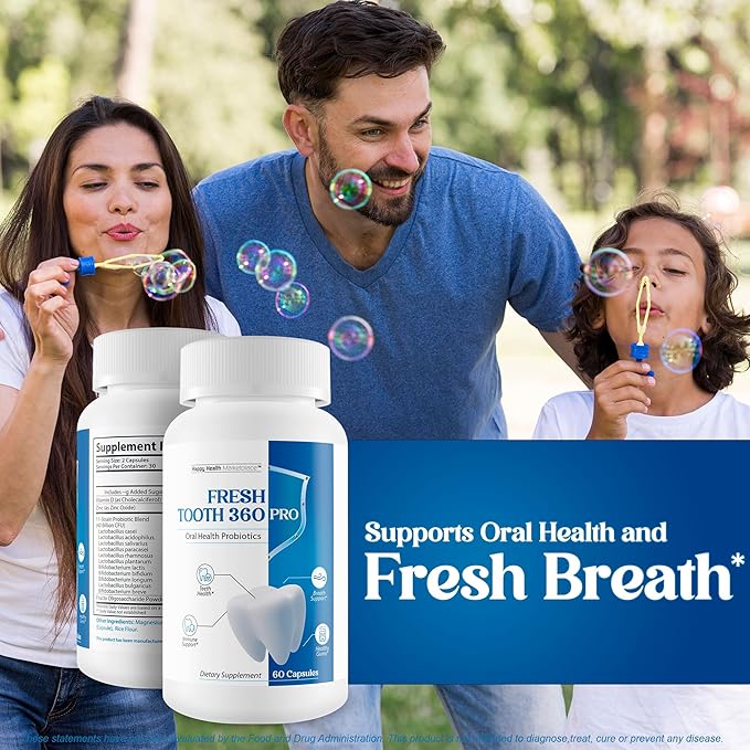 Fresh Tooth 360 Pro Our Best Oral Dental Probiotics for Teeth & Gums - Oral Health Probiotics - Mouth Probiotics - Oral Probiotics for Women & Men - Oral Probiotics for Men & Wm - Best Oral Probiotics