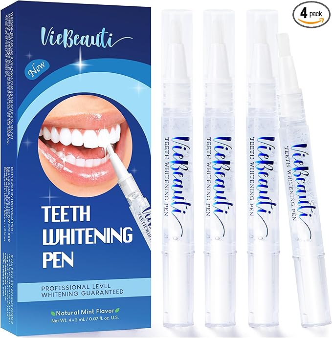 VieBeauti Teeth Whitening Pen (4 Pcs), 40+ Uses, Effective, Painless, No Sensitivity, Travel-Friendly, Easy to Use, Beautiful White Smile, Mint Flavor