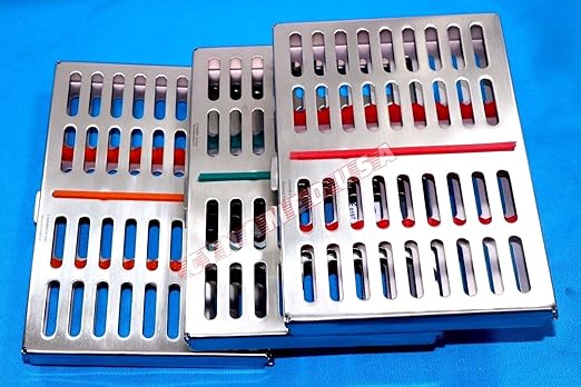 German 3 Dental Sterilization Cassette Rack Tray Box for 10 Instruments
