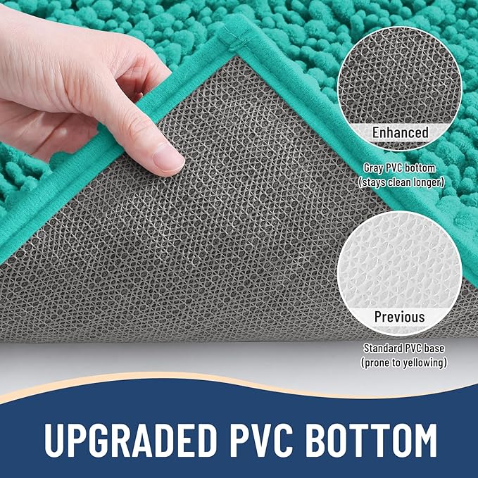 Arotive Luxury Chenille Bathroom Rug Mat, Extra Soft Thick Absorbent Shaggy Bath Rugs, Non-Slip Machine Wash Dry, Plush Bath Mats for Bathroom, Shower and Tub, 24x16, Teal
