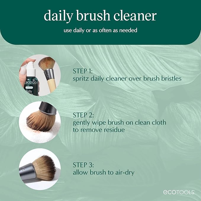 EcoTools Daily Makeup Brush Cleanser Spray, Quick Drying, Fragrance Free & Dermatologist Tested, Travel Size, TSA Approved, Cruelty-Free & Vegan 3 fl oz./89 ml. Bottle